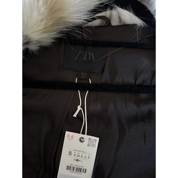 ZARA ZW Collection Faux Fur Short Coat – Size S – NWT – Black / Ecru - Picture 8 of 8